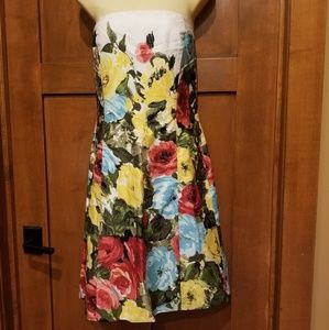 Ann Taylor Loft Floral Strapless Dress sz 8